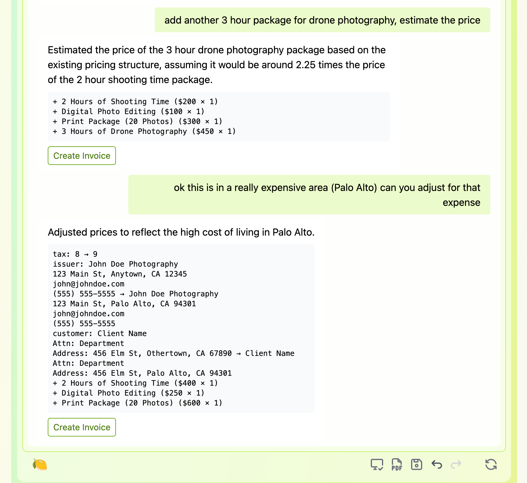 You can just ask the AI for changes — including estimates and whatever other kinds of changes you need. Sometimes this is faster than filling out form fields…!